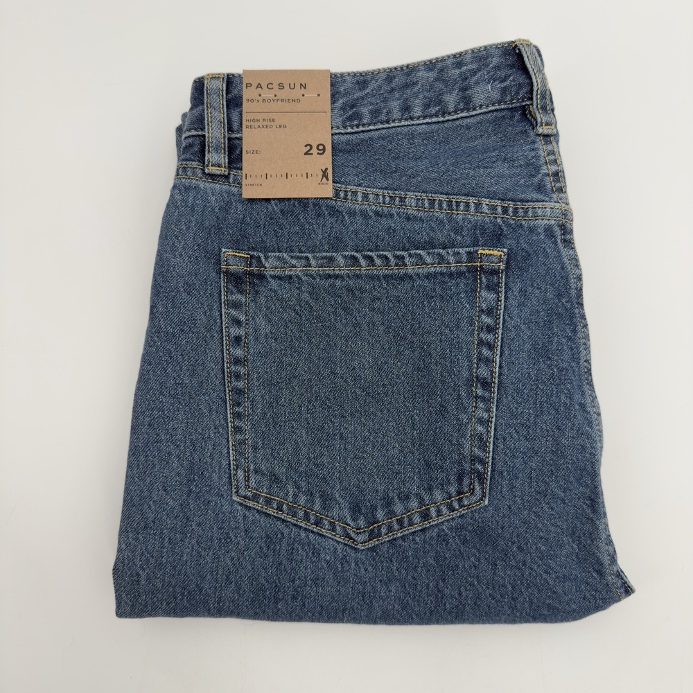 Pacsun 90's Boyfriend Jeans High Rise Relaxed Leg‎ Raw Hem 2 Tone Women's 29 NEW